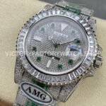 AMG Factory Rolex Submariner 116610 40mm White Diamond Bezel Full 904L Green Diamond Green Word Pin Diamond Dial