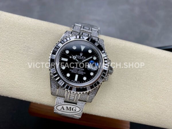 AMG Factory Rolex Submariner 116610LN 40mm Black White Diamond Bezel Full 904L Diamond Black Dial