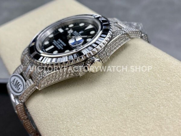 AMG Factory Rolex Submariner 116610LN 40mm Black White Diamond Bezel Full 904L Diamond Black Dial