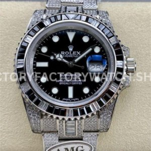 AMG Factory Rolex Submariner 116610LN 40mm Black White Diamond Bezel Full 904L Diamond Black Dial
