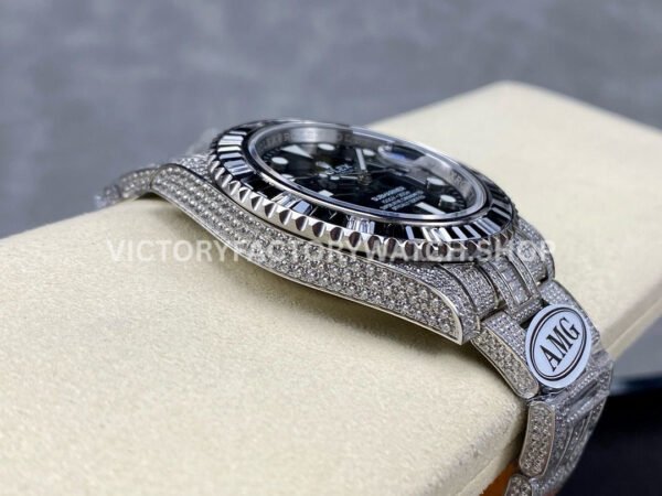 AMG Factory Rolex Submariner 116610LN 40mm Black White Diamond Bezel Full 904L Diamond Black Dial