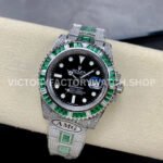 AMG Factory Rolex Submariner 116610LN 40mm Green White Diamond Bezel Full 904L Diamond Black Dial
