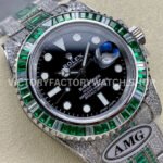 AMG Factory Rolex Submariner 116610LN 40mm Green White Diamond Bezel Full 904L Diamond Black Dial