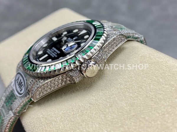 AMG Factory Rolex Submariner 116610LN 40mm Green White Diamond Bezel Full 904L Diamond Black Dial