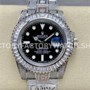 AMG Factory Rolex Submariner 116610LN 40mm White Diamond Bezel Full 904L Diamond Black Dial