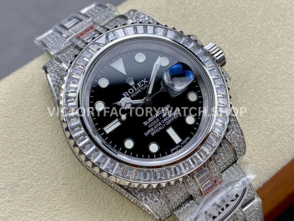 AMG Factory Rolex Submariner 116610LN 40mm White Diamond Bezel Full 904L Diamond Black Dial