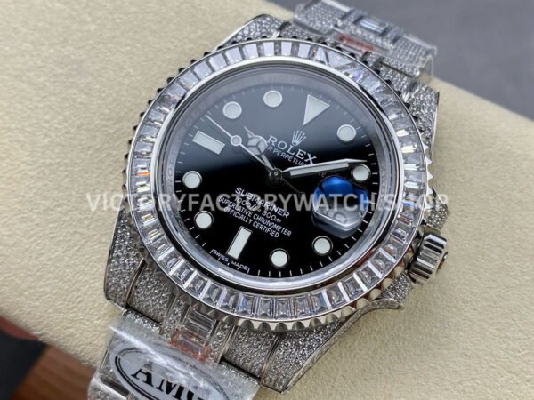 AMG Factory Rolex Submariner 116610LN 40mm White Diamond Bezel Full 904L Diamond Black Dial