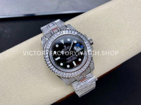 AMG Factory Rolex Submariner 116610LN 40mm White Diamond Bezel Full 904L Diamond Black Dial