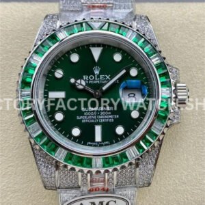 AMG Factory Rolex Submariner 116610LV 40mm Green White Diamond Bezel Full 904L Diamond Green Dial