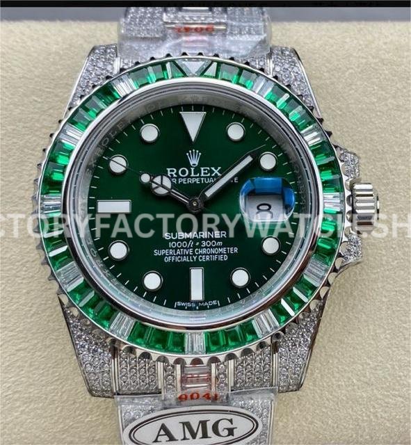 Rolex Submariner 116610lv replica watch 904L Diamond case