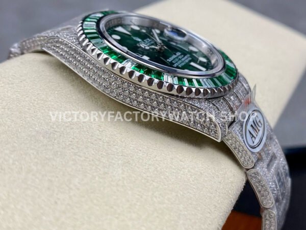 AMG Factory Rolex Submariner 116610LV 40mm Green White Diamond Bezel Full 904L Diamond Green Dial