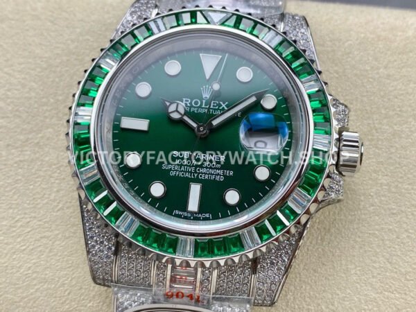 AMG Factory Rolex Submariner 116610LV 40mm Green White Diamond Bezel Full 904L Diamond Green Dial