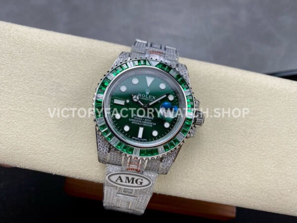 AMG Factory Rolex Submariner 116610LV 40mm Green White Diamond Bezel Full 904L Diamond Green Dial