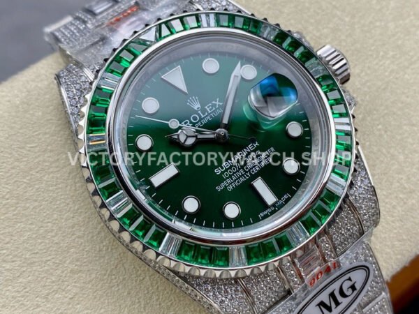 AMG Factory Rolex Submariner 116610LV 40mm Green White Diamond Bezel Full 904L Diamond Green Dial