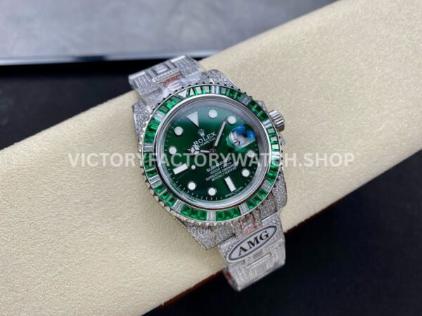 AMG Factory Rolex Submariner 116610LV 40mm Green White Diamond Bezel Full 904L Diamond Green Dial