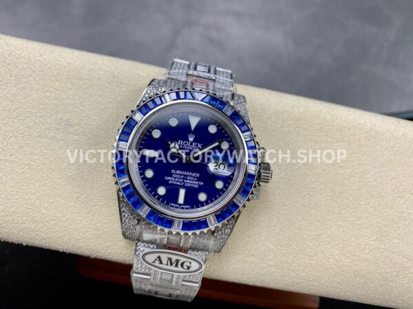 AMG Factory Rolex Submariner 116619LB 40mm Blue White Diamond Bezel Full 904L Diamond Blue Dial