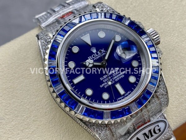 AMG Factory Rolex Submariner 116619LB 40mm Blue White Diamond Bezel Full 904L Diamond Blue Dial