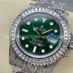 AMG Factory Rolex Submariner 116610LV 40mm White Diamond Bezel Full 904L Diamond Green Dial