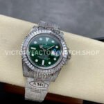AMG Factory Rolex Submariner 116610LV 40mm White Diamond Bezel Full 904L Diamond Green Dial