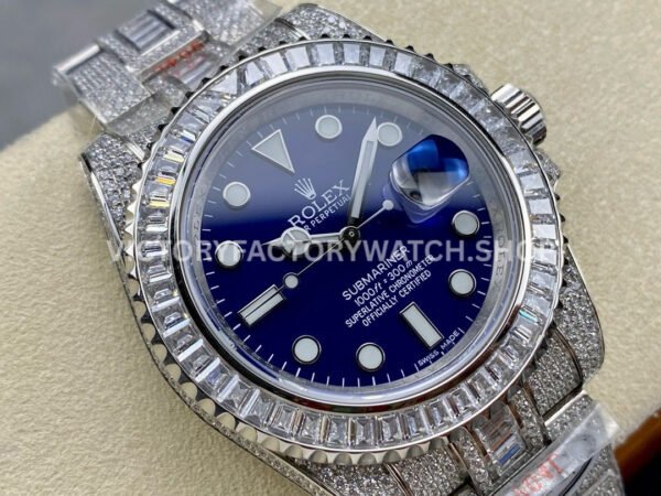 AMG Factory Rolex Submariner 116619LB 40mm White Diamond Bezel Full 904L Diamond Blue Dial