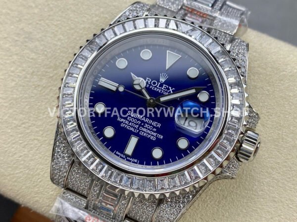 AMG Factory Rolex Submariner 116619LB 40mm White Diamond Bezel Full 904L Diamond Blue Dial