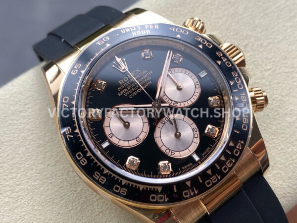 APS Factory counterweight Rolex Daytona 126515LN-0004 40mm Rose Gold Oysterflex Diamond Black Dial