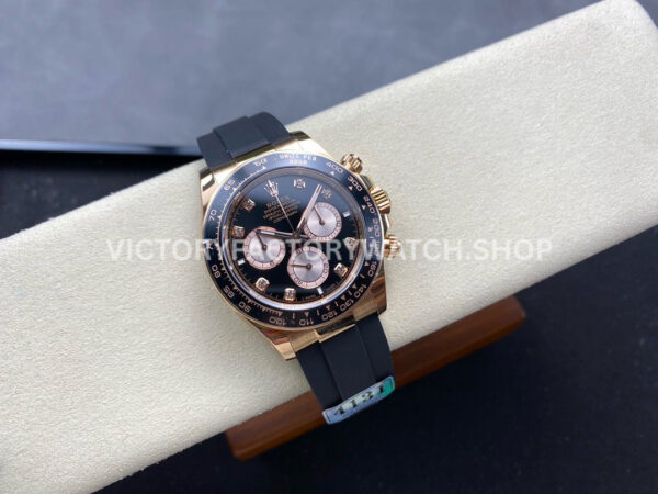 APS Factory counterweight Rolex Daytona 126515LN-0004 40mm Rose Gold Oysterflex Diamond Black Dial