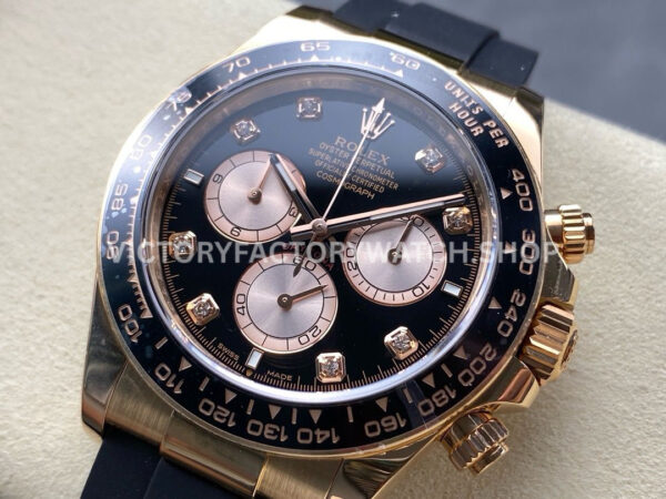 APS Factory counterweight Rolex Daytona 126515LN-0004 40mm Rose Gold Oysterflex Diamond Black Dial