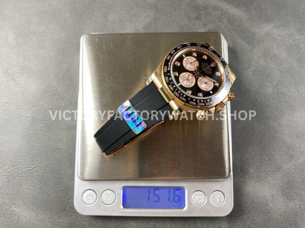 APS Factory counterweight Rolex Daytona 126515LN-0004 40mm Rose Gold Oysterflex Diamond Black Dial