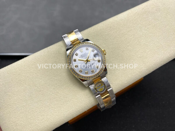 ARF Factory Counterweight Rolex Datejust 278383RBR-0019 31mm Yellow Gold Diamond Bezel Silver Dial