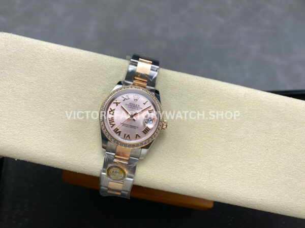 ARF Factory Counterweight Rolex Datejust 278381RBR-0001 31mm Rose Gold Diamond Bezel Roman Numerals Rose Dial