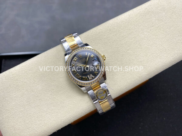 ARF Factory Counterweight Rolex Datejust 278383RBR-0017 31mm Yellow Gold Diamond Bezel Roman VI Grey Dial