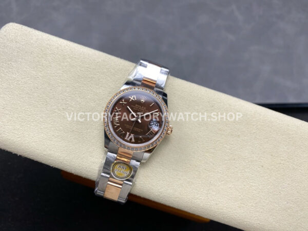 ARF Factory Counterweight Rolex Datejust 278381RBR-0005 31mm Rose Gold Diamond Bezel Roman VI Brown Dial