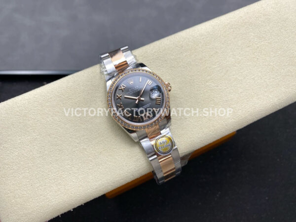 ARF Factory Counterweight Rolex Datejust 278381RBR-0029 31mm Rose Gold Diamond Bezel Roman VI Grey  Dial