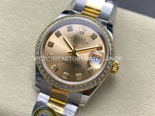 ARF Factory Counterweight Rolex Datejust 278383RBR-0025 31mm Yellow Gold Diamond Bezel Champagne Dial