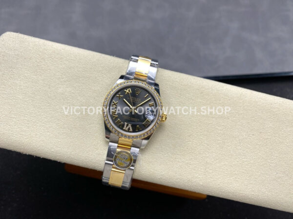 ARF Factory Counterweight Rolex Datejust 278383RBR-0017 31mm Yellow Gold Diamond Bezel Roman VI Grey Dial
