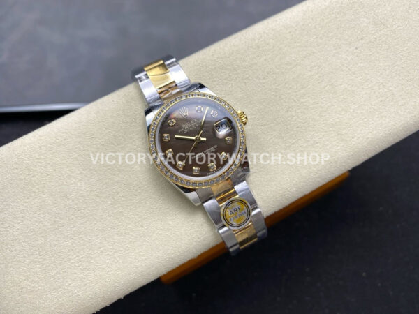ARF Factory Counterweight Rolex Datejust 278383RBR-0023 31mm Yellow Gold Diamond Bezel Black Mother of Pearl Dial