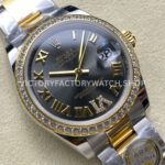 ARF Factory Counterweight Rolex Datejust 278383RBR-0017 31mm Yellow Gold Diamond Bezel Roman VI Grey Dial