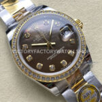 ARF Factory Counterweight Rolex Datejust 278383RBR-0023 31mm Yellow Gold Diamond Bezel Black Mother of Pearl Dial