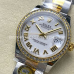 ARF Factory Counterweight Rolex Datejust 278383RBR-0001 31mm Yellow Gold Diamond Bezel Roman VI White Dial