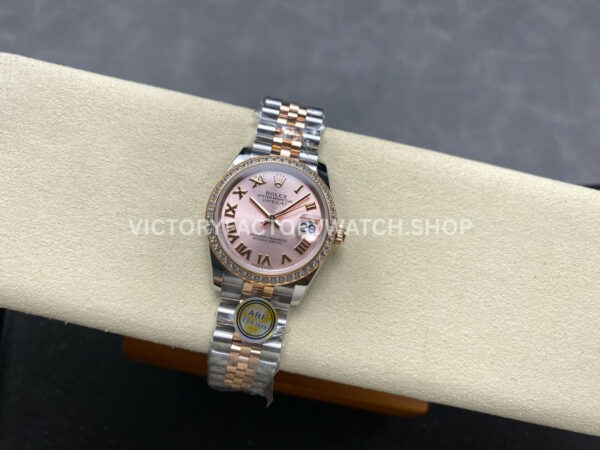 ARF Factory Counterweight Rolex Datejust 278381RBR-0002 31mm Rose Gold Diamond Bezel Roman Numerals Rose Dial