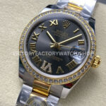 ARF Factory Counterweight Rolex Datejust 278383RBR-0017 31mm Yellow Gold Diamond Bezel Roman VI Grey Dial