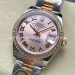 ARF Factory Counterweight Rolex Datejust 278381RBR-0001 31mm Rose Gold Diamond Bezel Roman Numerals Rose Dial