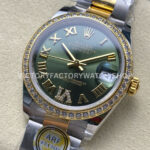 ARF Factory Counterweight Rolex Datejust 278383RBR-0015 31mm Yellow Gold Diamond Bezel Roman VI Green Dial