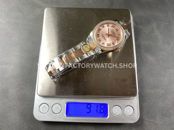ARF Factory Counterweight Rolex Datejust 278381RBR-0001 31mm Rose Gold Diamond Bezel Roman Numerals Rose Dial