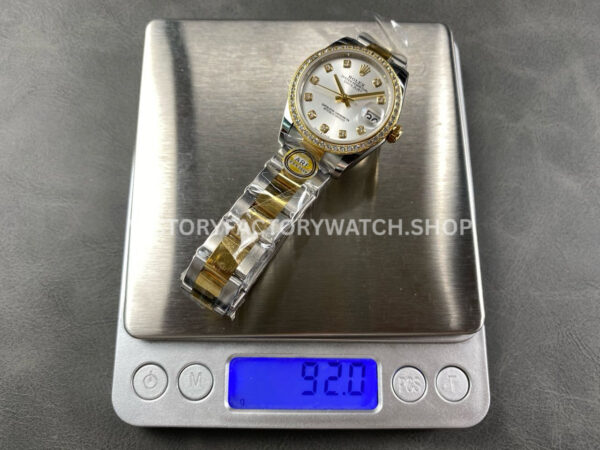 ARF Factory Counterweight Rolex Datejust 278383RBR-0019 31mm Yellow Gold Diamond Bezel Silver Dial