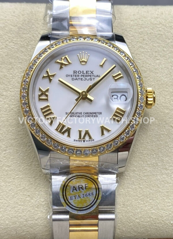 datejust 31 white roman vi gold arf