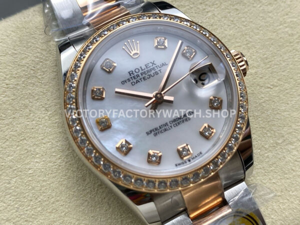 ARF Factory Counterweight Rolex Datejust 278381RBR-0025 31mm Rose Gold Diamond Bezel Mother of Pearl Dial