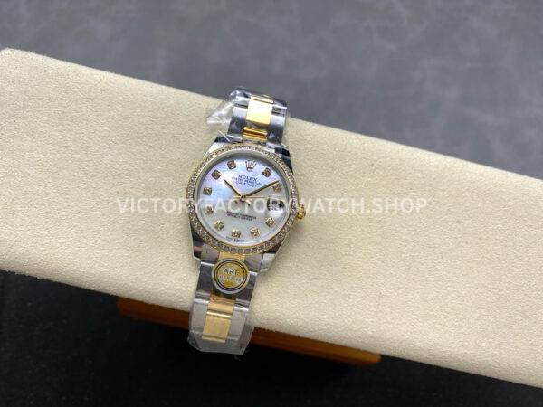 ARF Factory Counterweight Rolex Datejust 278383RBR-0027 31mm Yellow Gold Diamond Bezel Mother of Pearl Dial