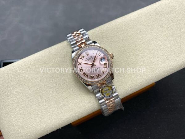 ARF Factory Counterweight Rolex Datejust 278381RBR-0002 31mm Rose Gold Diamond Bezel Roman Numerals Rose Dial